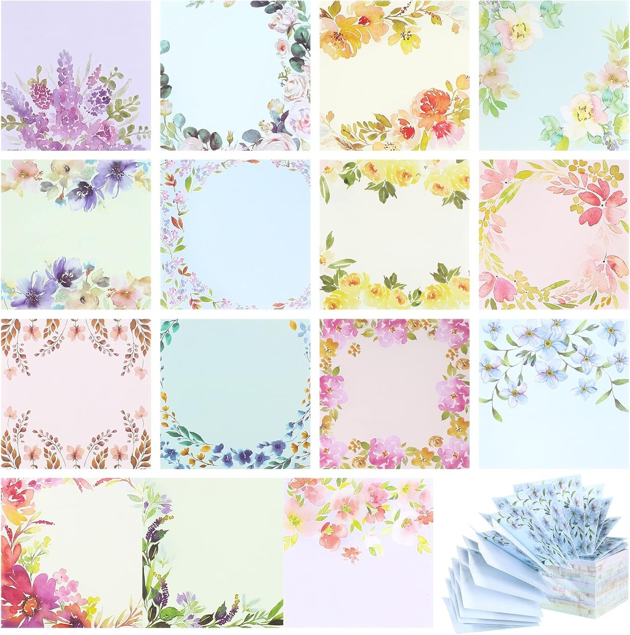 15 Pads Pop up Sticky Notes Floral Sticky Notes Refills Cute Sticky Pads Pop up Note Pads Flower Self Sticky Notes Memo Notes for Teacher Office,15 Styles